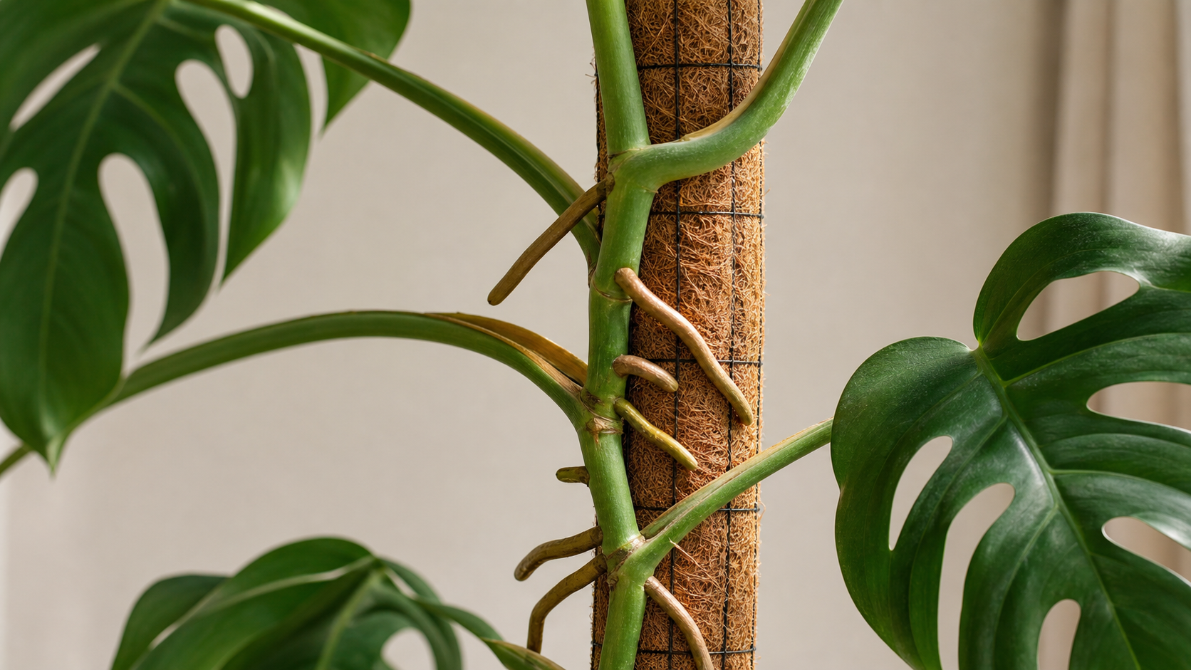Main stem and aerial roots climbing a support